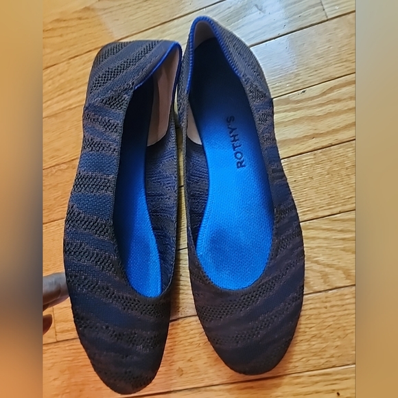 Rothy's Saphire Brown/ Blue Zebra Print Women's Flat Shoes - Picture 3 of 8